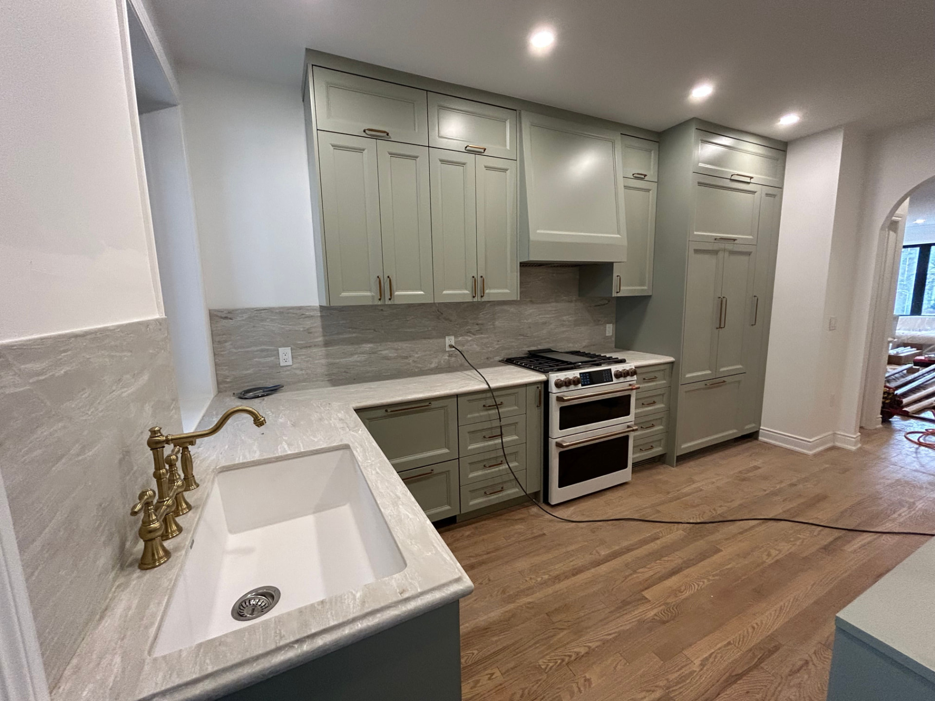 Completed sage kitchen renovation in Toronto