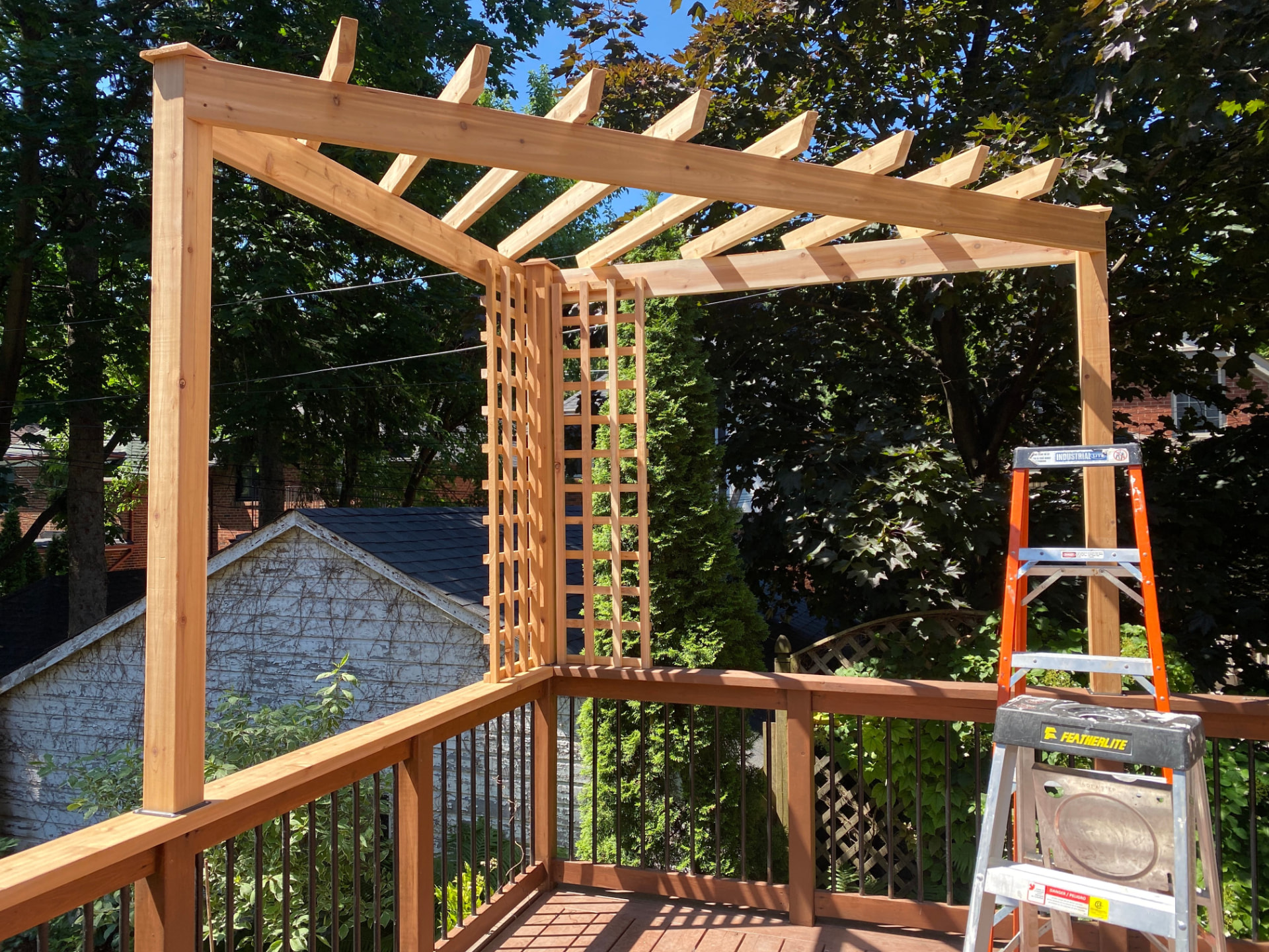 Cedar pergola & privacy screen — completed project